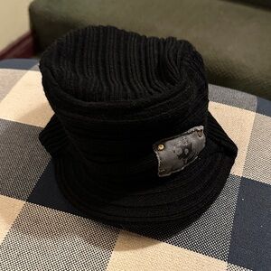 Misfits Black Ribbed Cotton Bucket Hat with Logo Patch